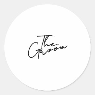 Modern script the groom T-Shirt Classic Round Sticker
