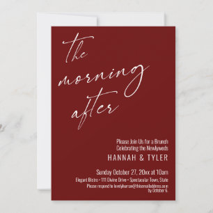 Modern Script The Morning After Brunch Burgundy Invitation