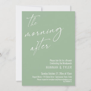 Modern Script The Morning After Brunch Sage Green Invitation