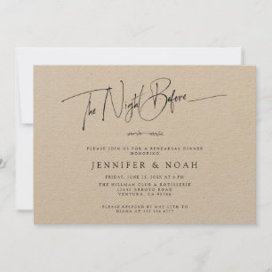 Modern Script The Night Before Rehearsal Dinner In Invitation