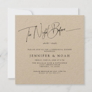 Modern Script The Night Before Rehearsal Dinner Thank You Card
