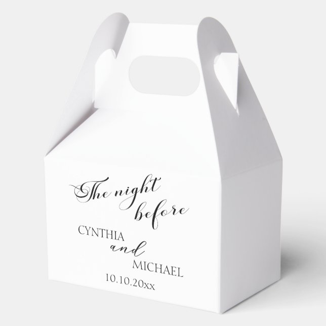 Modern Script 'the Night Before' Wedding Favour Box (Front)