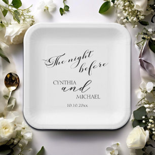 Modern Script 'the Night Before' Wedding Paper Plate