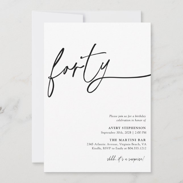 Modern Script Thirtieth Birthday Party  Invitation (Front)
