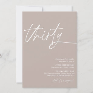 Modern Script Thirtieth Birthday Party Invitation