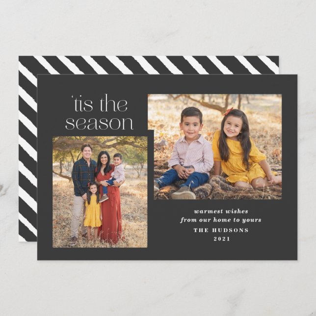 Modern Script Tis The Season Calligraphy Photo Holiday Card (Front/Back)