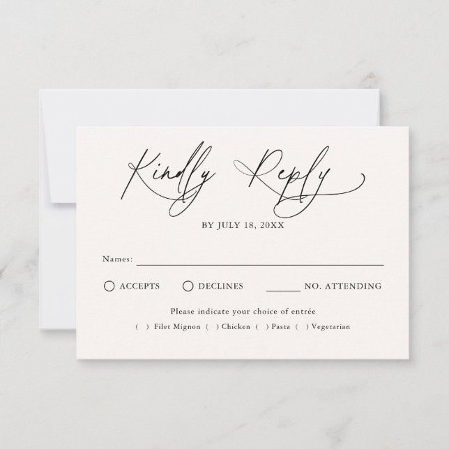 Modern Script Traditiona Wedding RSVP Card (Front)