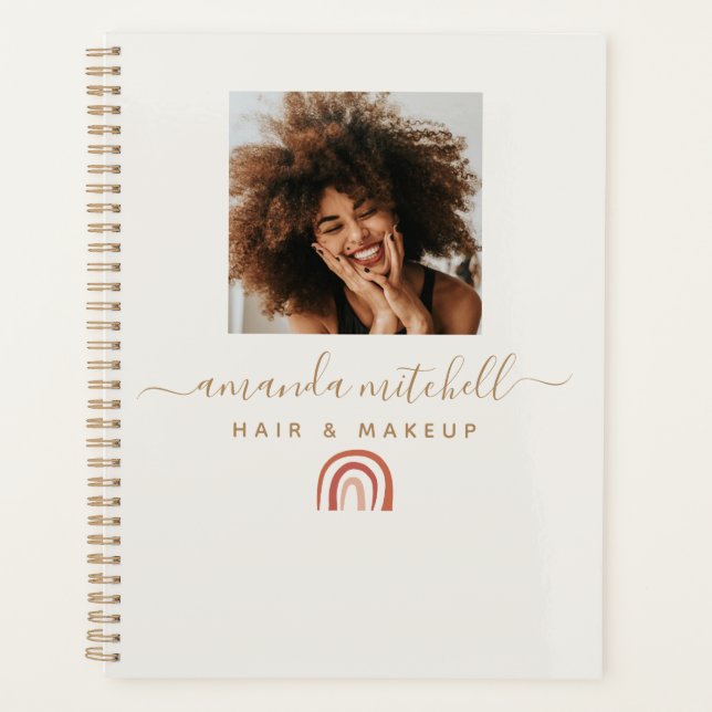 Modern Script Trendy Rainbow Photo Planner (Front)