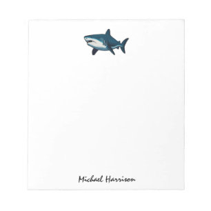 Modern Script Trendy vintage Shark Personalised Notepad