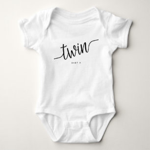 Modern Script Twin Romper Baby Bodysuit