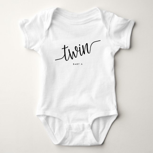 Modern Script Twin Romper Baby Bodysuit (Front)