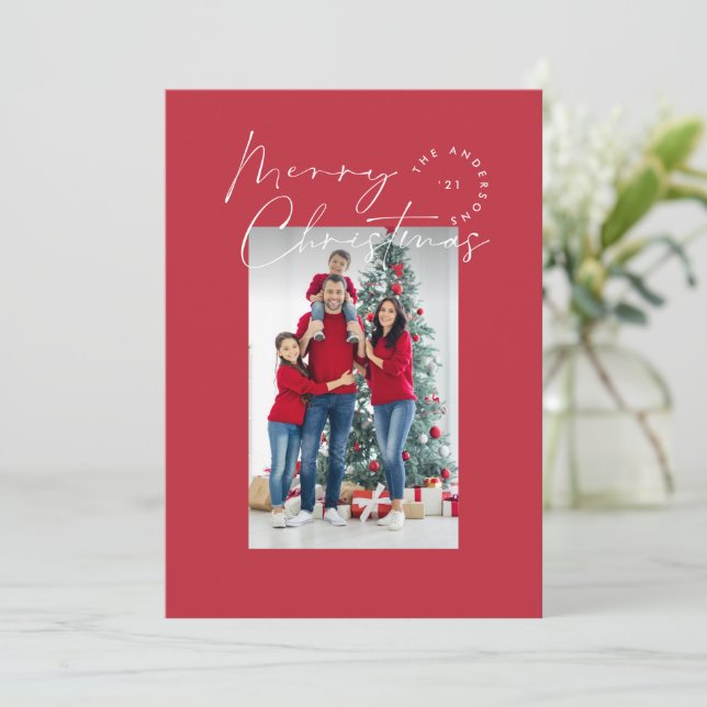 Modern script typography 1 photo Christmas Holiday (Standing Front)