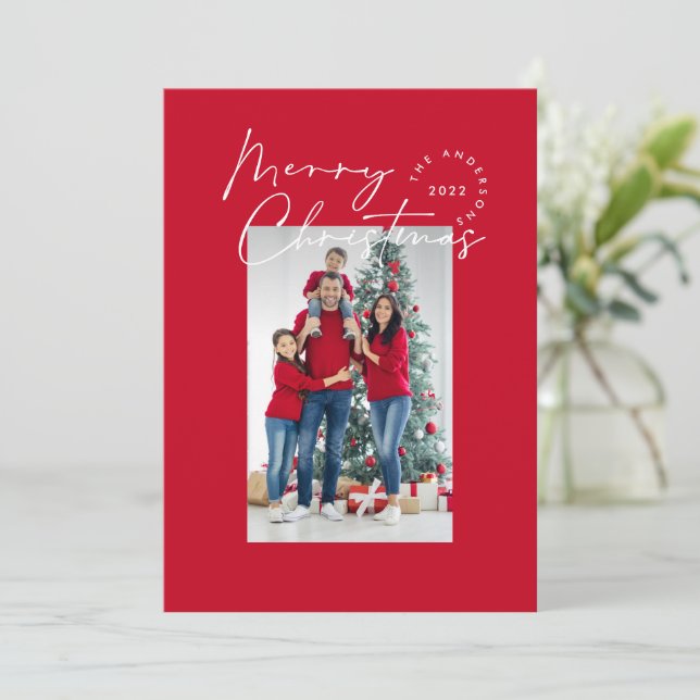 Modern script typography 1 photo Christmas Holiday (Standing Front)