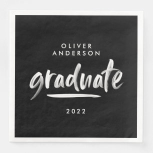 Modern script typography black graduation party napkin