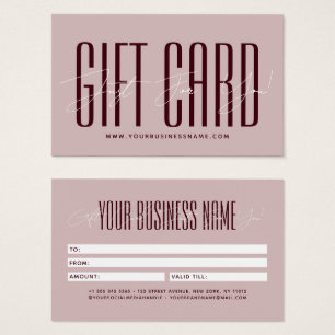 Modern script typography business gift card