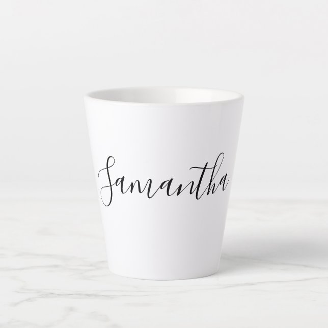 Modern Script Typography Custom Name Latte Mug (Front)