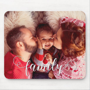 Modern Script Typography Family Photo Mouse Mat