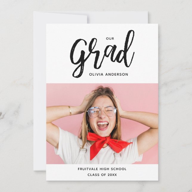 Modern script typography High School graduation Invitation (Front)