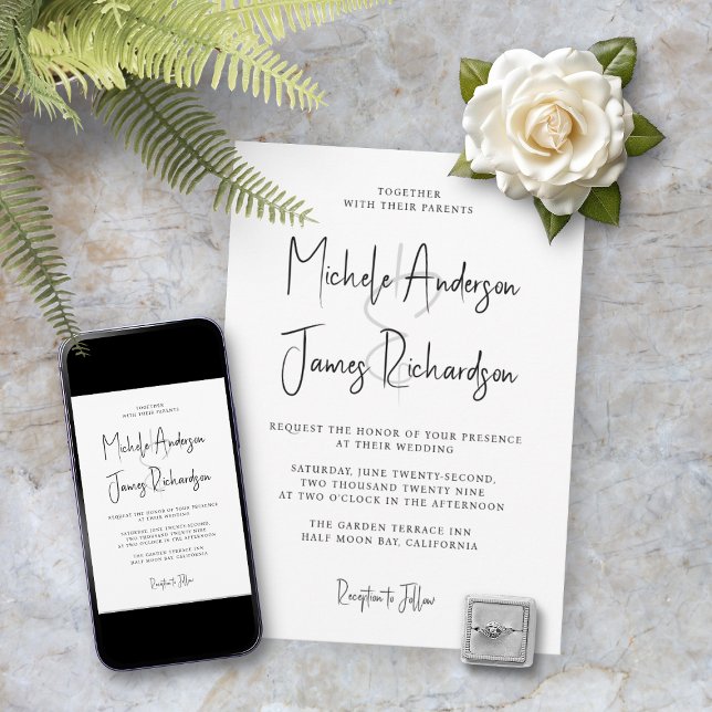 Modern Script Typography Minimal Wedding Invitation (Creator Uploaded)