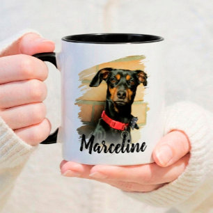 Modern Script Typography Name & Custom Pet Photo Mug