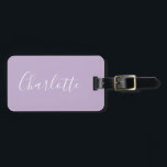 Modern Script Typography Name Simple Orchid Bloom  Luggage Tag<br><div class="desc">Minimalist Script Typography Name in Orchid Bloom Luggage Tag</div>