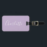 Modern Script Typography Name Simple Orchid Bloom  Luggage Tag<br><div class="desc">Minimalist Script Typography Name in Orchid Bloom Luggage Tag</div>