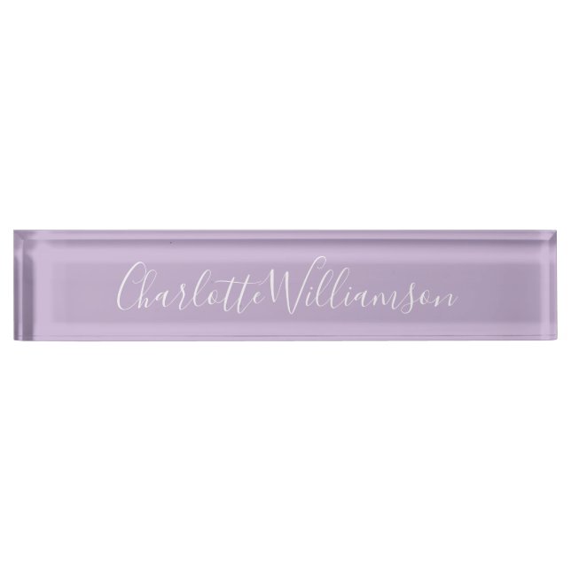 Modern Script Typography Name Simple Orchid Bloom  Nameplate (Front)