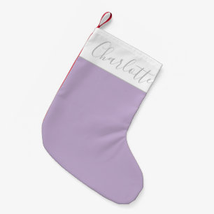 Modern Script Typography Name Simple Orchid Bloom Small Christmas Stocking