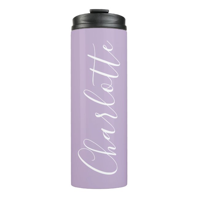 Modern Script Typography Name Simple Orchid Bloom Thermal Tumbler (Front)