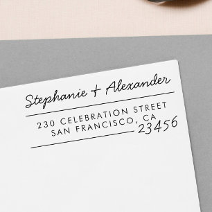 Modern Script Typography Names & Return Address Rubber Stamp