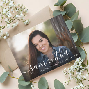 Modern Script Typography Photo Graduation Party Invitation