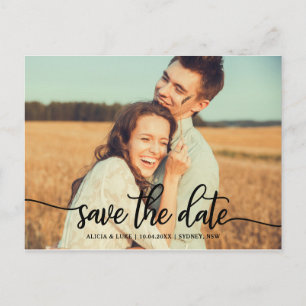 Modern Script Typography Photo Save the Date Announcement Postcard