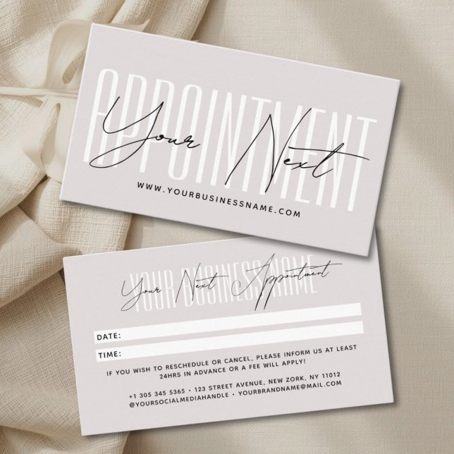 Modern script typography professional reminder appointment card (Creator Uploaded)