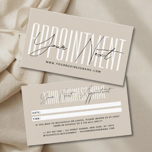 Modern script typography professional reminder appointment card