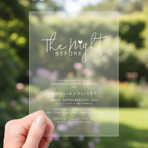 Modern Script Typography Rehearsal Dinner Acrylic Invitations