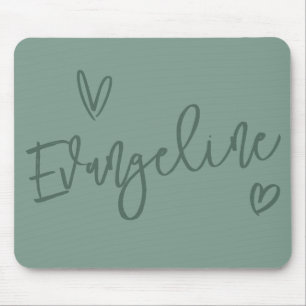 Modern script typography sage girly heart elegant mouse mat