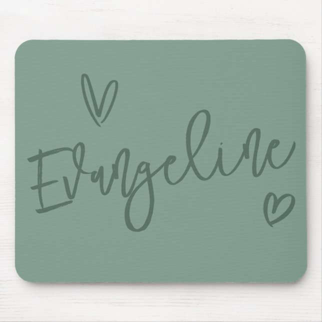 Modern script typography sage girly heart elegant mouse mat (Front)