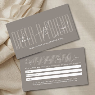 Modern script typography share the love referral card