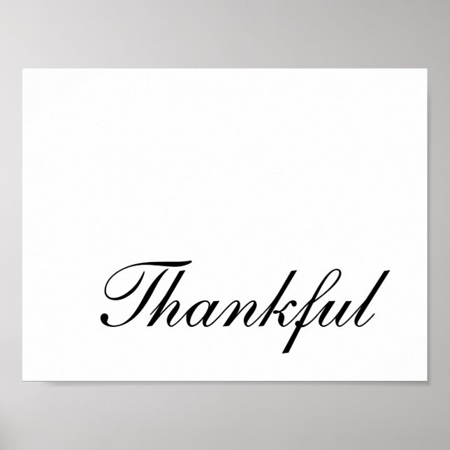 Modern Script Typography Thankful Thanksgiving Poster (Front)