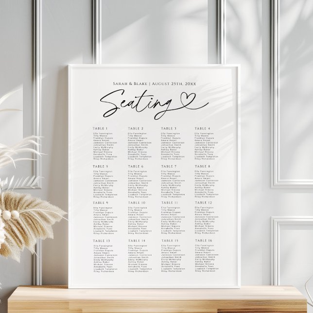 Modern Script Typography Wedding Seating Chart  (Creator Uploaded)