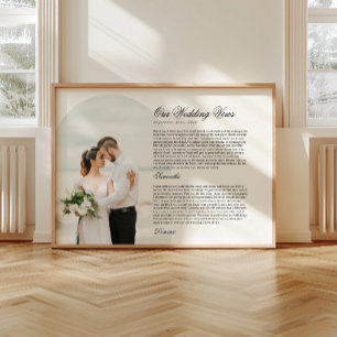 Modern Script Typography Wedding Vows Arch Photo Poster