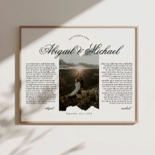 Modern Script Typography Wedding Vows w/ Photo Poster