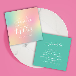 Modern Script Unicorn Gradient Mix 2 Square Business Card