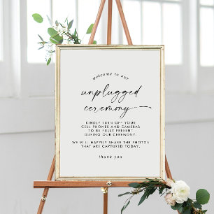 Modern Script Unplugged Ceremony Sign