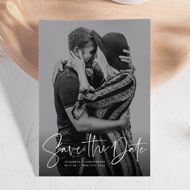 Modern script vertical photo save the date (Creator Uploaded)