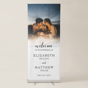 Modern Script Vertical Photo Wedding Welcome Retractable Banner