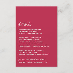 Modern Script Viva Magenta Minimalistic Wedding Enclosure Card