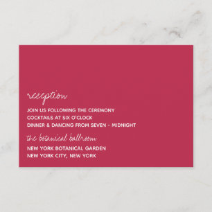 Modern Script Viva Magenta Minimalistic Wedding Enclosure Card