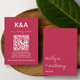 Modern Script Viva Magenta Minimalistic Wedding Enclosure Card