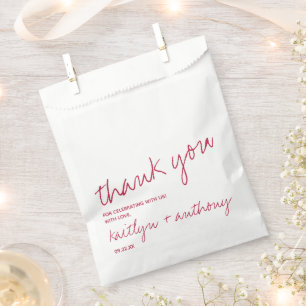 Modern Script Viva Magenta Minimalistic Wedding Favour Bags